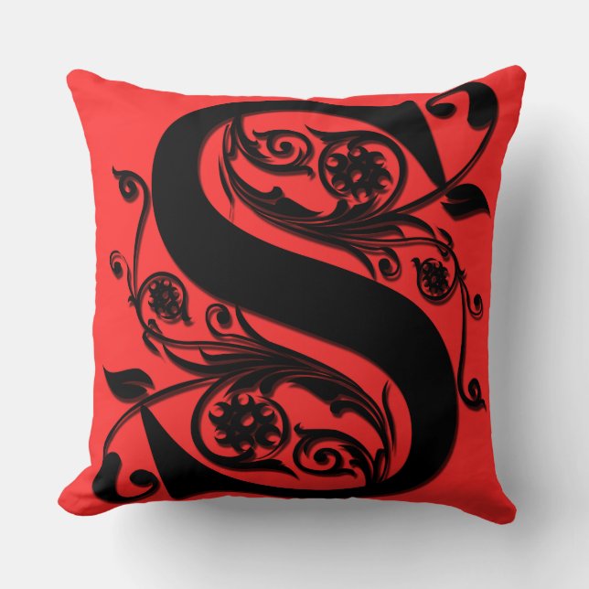 S Initialbokstav Monogram - Kudde (Framsida)