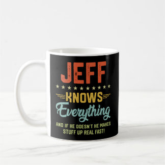 S Jeff Knows All Namn Personlig Jokes Kaffemugg