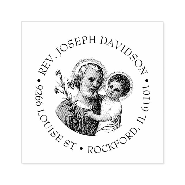 S. JOSEPH CHILD JESUS RELIGIÖSA ADRESS STÄMPEL (Tryck)