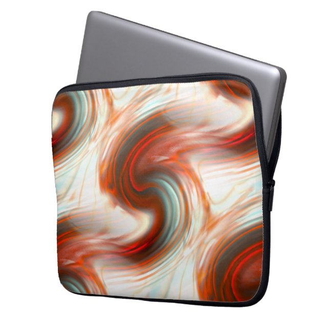 S-kurva i ostrumbeige struktur och skuggad röd på laptop fodral (Framsidan Vänster)