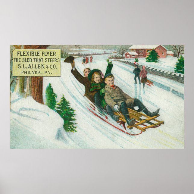 S L Allen & Co Flexible Flyer Sled Poster (Framsidan)