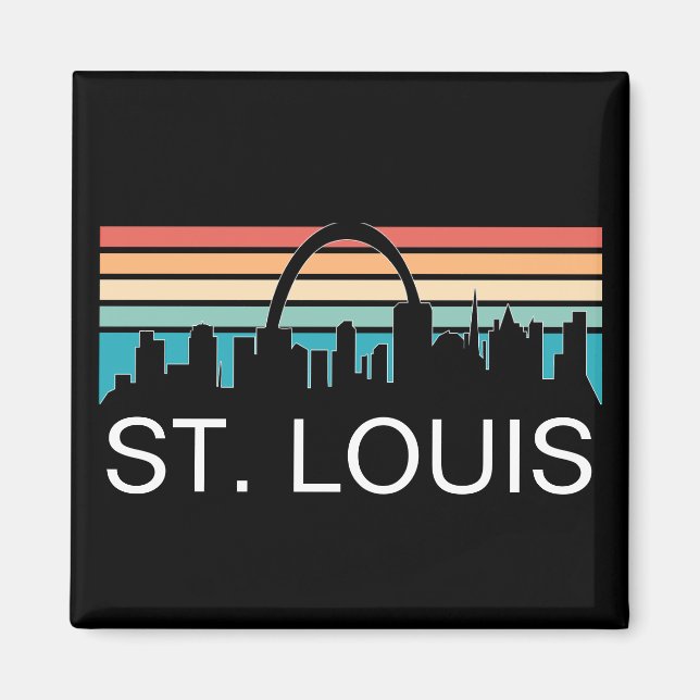 S. LOUIS MISSOURI VINTAGE SKYLINE SUNSET MAGNET (Framsidan)