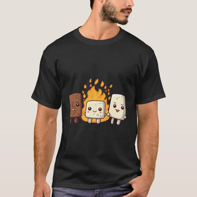 S Mera Marshmallow Smores Camper Kawaii T Shirt (Framsida)