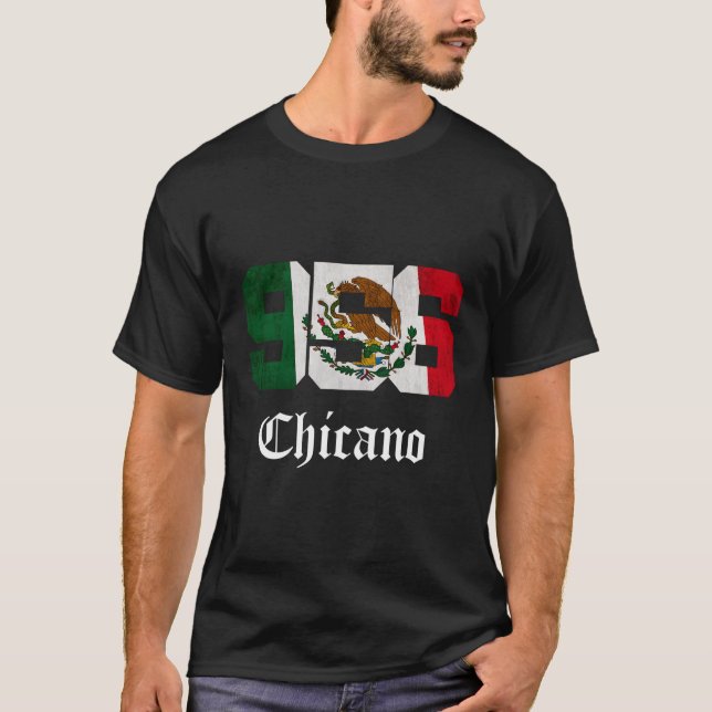S Mexikanska Flagga Chicano Texas 956 Area Code T Shirt (Framsida)