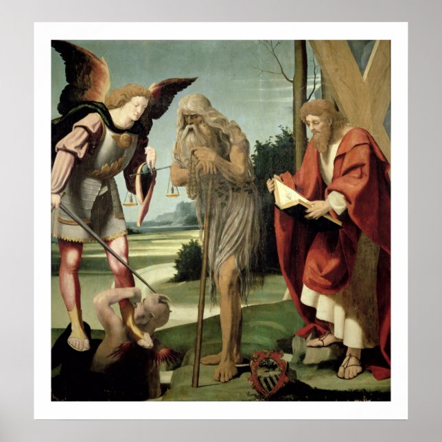 S. Michael, Andrew och Onuphrius (olja på panelen) Poster (Framsidan)