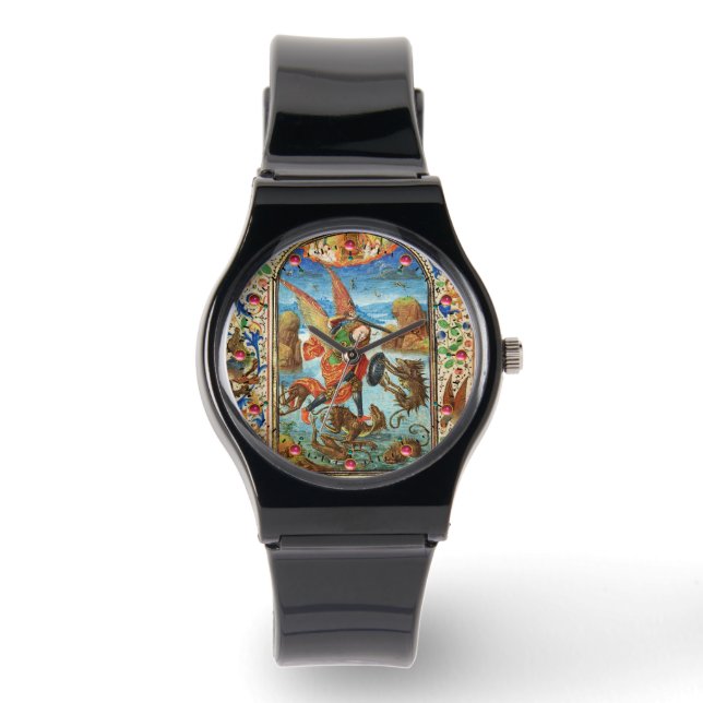 S. MICHAEL ARCHANGEL OCH DRAGON Flamish Ministern Armbandsur (Framsida)