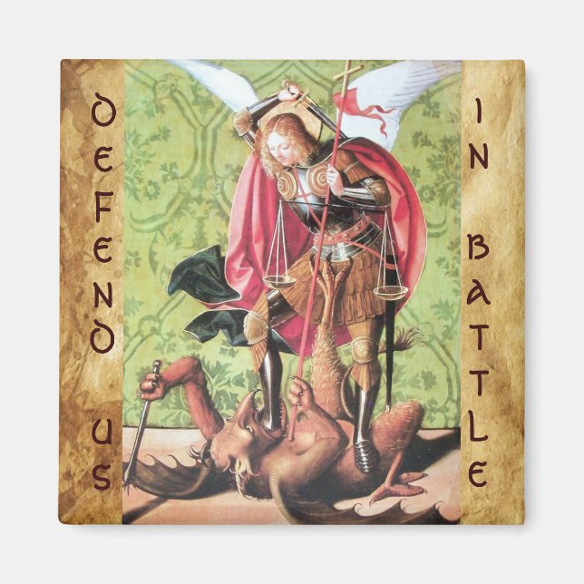 S. MICHAEL,DRAGON OCH JUSTICE,grönt röd brun Magnet (Framsidan)
