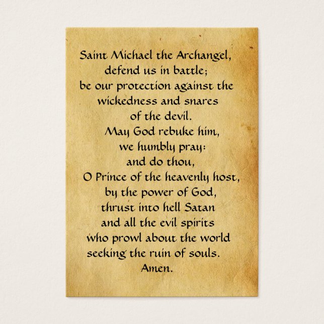S. MICHAEL,DRAGON OCH JUSTICE Prayer Card Visitkort (Framsidan)