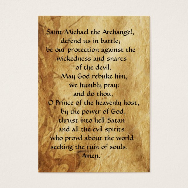S. MICHAEL,DRAGON OCH JUSTICE Prayer Card Visitkort (Framsidan)