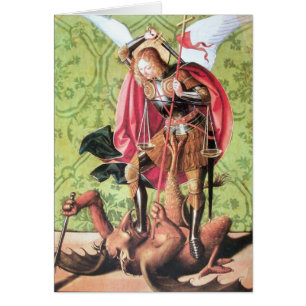 S. MICHAEL ,DRAGON OCH JUSTICE Prayer Hälsningskort