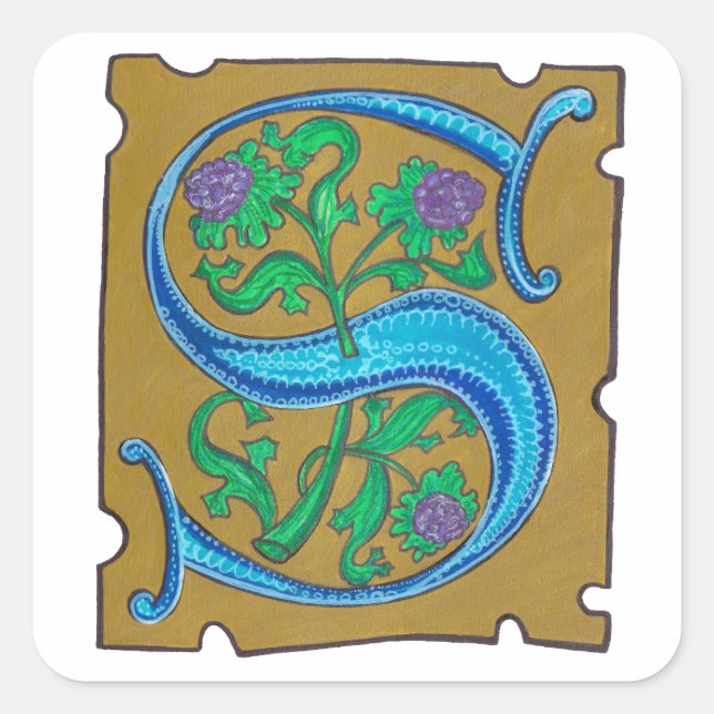 S - MINIATURE FYRKANTIGT KLISTERMÄRKE (Framsida)