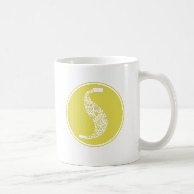 S Monogram för initial Blommigt Kaffemugg (Höger)