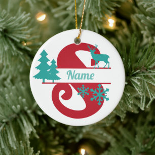 S Monogram Första jul Träd Ornament vid jul