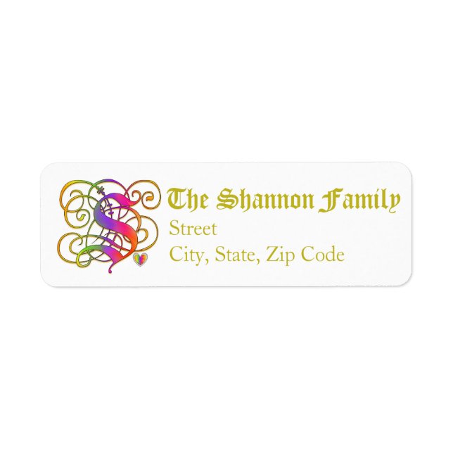 S Monogram "Gothic Sunshine"-Adressetiketter Returadress Etikett (Framsidan)
