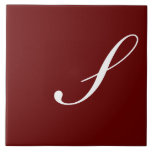 S Monogram Initial White på Maron. Kakelplatta<br><div class="desc">Classic White Brev Monogram på Mörk Red Background, S.</div>