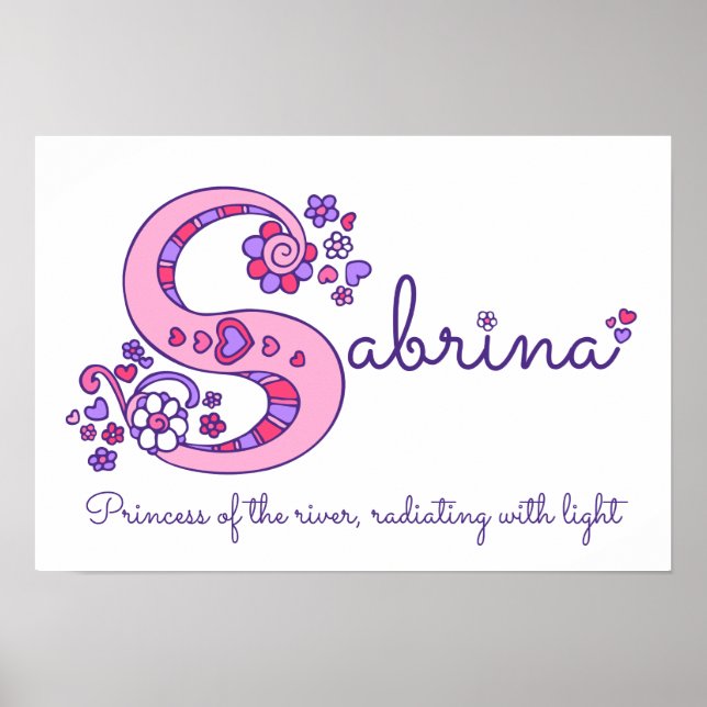 S monogram konst Sabrina flicknamn betydelse affis Poster (Framsidan)
