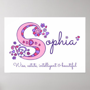 S monogram konst Sofia flicknamn betydelse plansch Poster