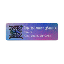 S Monogram "Old World Blue" design Adress Lables Returadress Etikett