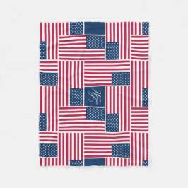 S Monogram Patriotisk Amerikansk Flagga Americana Fleecefilt