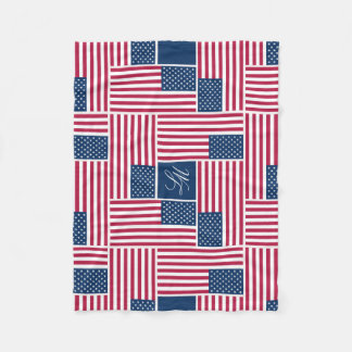S Monogram Patriotisk Amerikansk Flagga Americana Fleecefilt