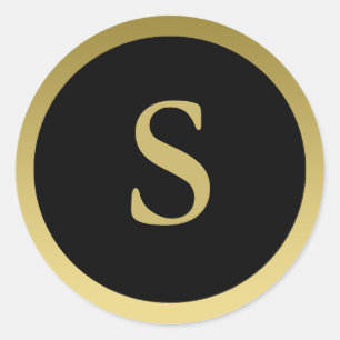 S: Monogram S Elegant Guld och Black Sticker Runt Klistermärke