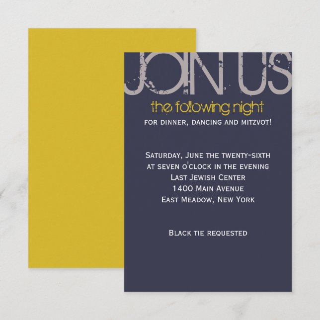 S Monogrsm Initial Bar Mitsva-festkort Inbjudningar (Fram/baksida)