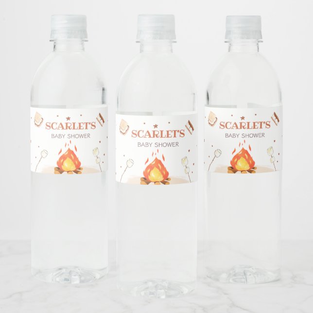 S more Bonfire Baby Shower Vattenflaskor Etikett (Flaskor)