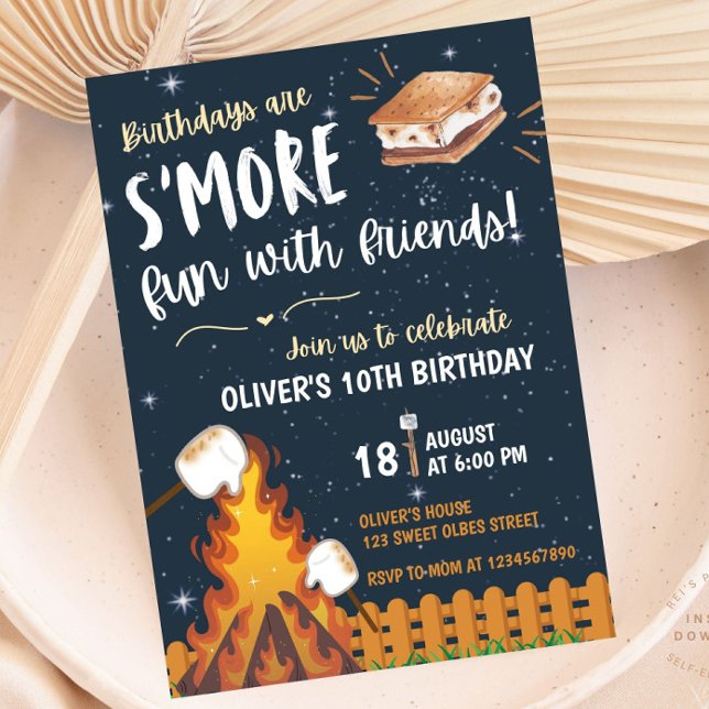 S more Bonfire Smore Roligt Friends Camping Inbjudningar (Skapare uppladdad)