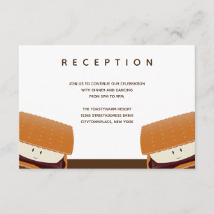 S’more Bröllop White Brown Reception Tilläggskort