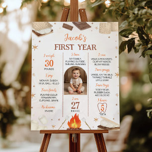 S more Campfire 1st Birthday Photo Milestone Sign Poster