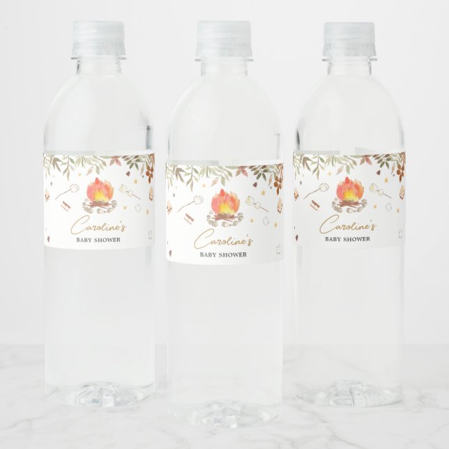S more Campfire Baby Shower Vattenflaskor Etikett (Flaskor)