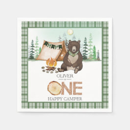 S more Camping Bear ONE Lycklig Camper 1st Birthda Pappersservett