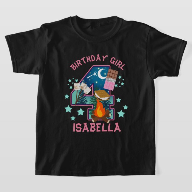 S:more Four Birthday shirt Camping T Shirt (Laydown)