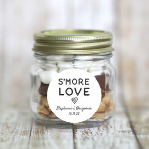 S more Kärlek Heart Black White Rustic Bröllop Runt Klistermärke