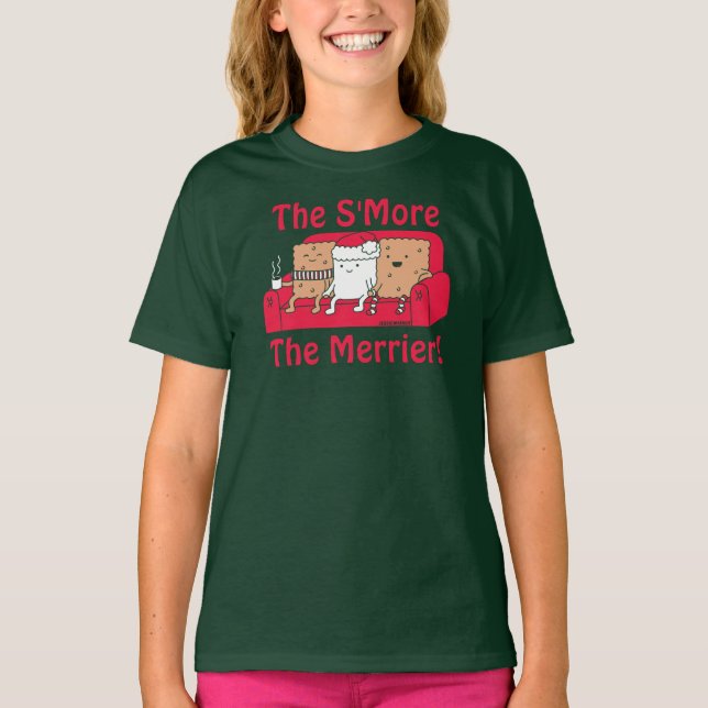 S more Merrier Cute Kids Tecknad jul T Shirt (Framsida)