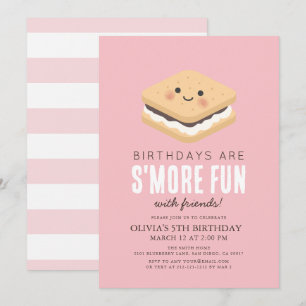S more Roligt Kawaii Rosa Girl Girl Birthday Inbjudningar