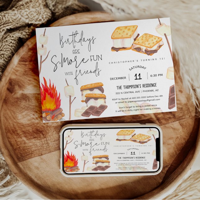 S more Roligt Smores Birthday Campfire Party Inbjudningar (Skapare uppladdad)