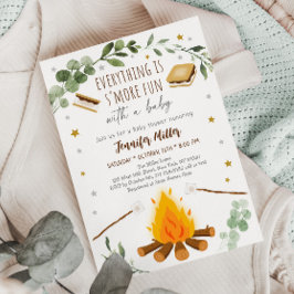 S Mores Campfire Bonfire Greenery Baby Shower Inbjudningar