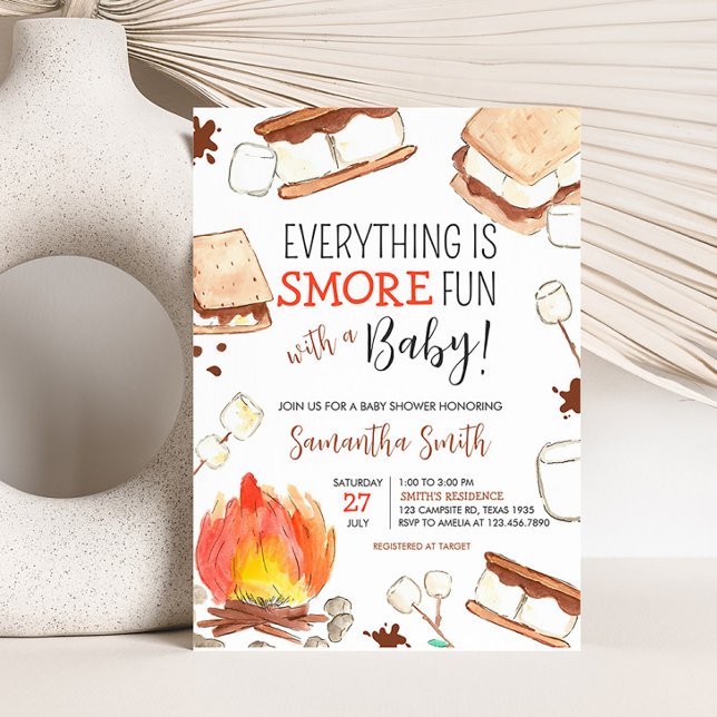 S-mores Camping Baby Shower Inbjudningar (Smore Fun Baby Shower Invitation)