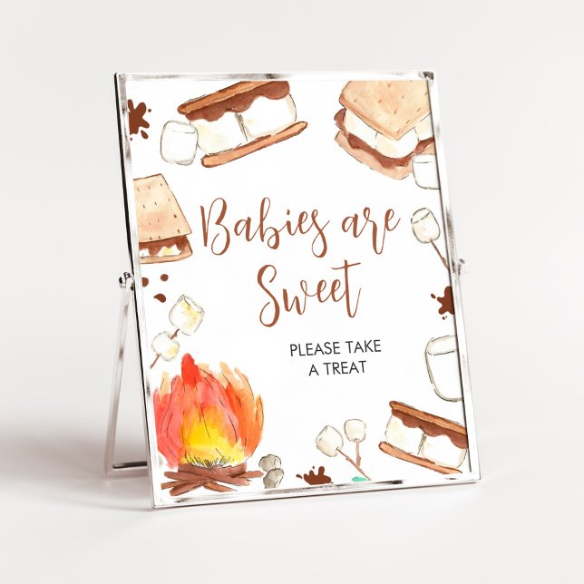 S:mores Camping Baby Shower Spädbarn är Sweet Poster (Smore Fun Baby Shower Babies are Sweet Sign)