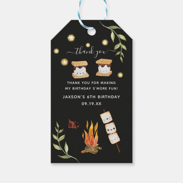 S Mores Camping Campfire Greenery Tack Gift T Presentetikett (Framsidan)