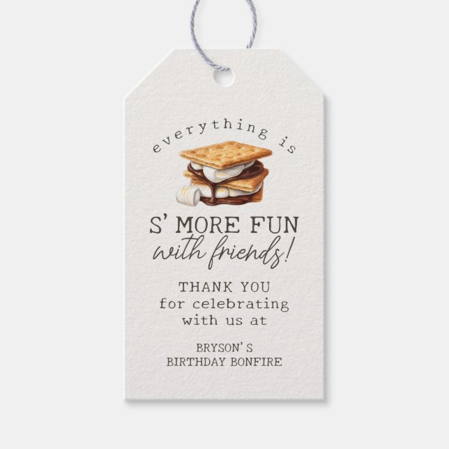 S’mores Fall Bonfire Exdoor Birthday Favor Presentetikett (Framsidan)