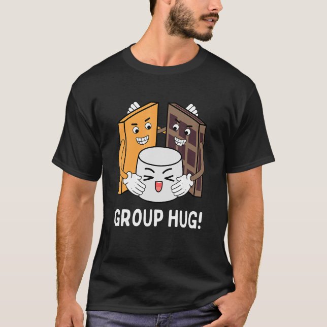 S Mores Group Hug Camping Chocolate Marshmallow T Shirt (Framsida)