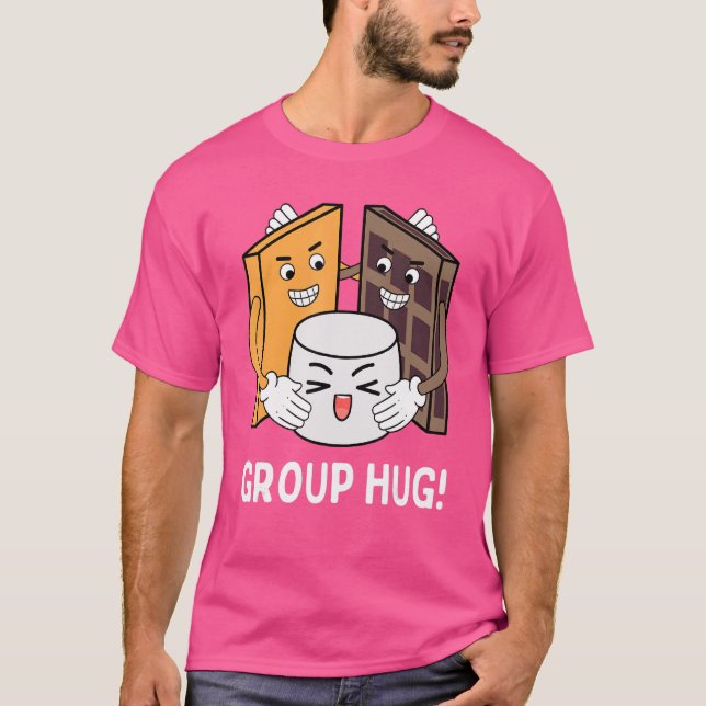 S Mores Group Hug Camping Chocolate Marshmallow T Shirt (Framsida)