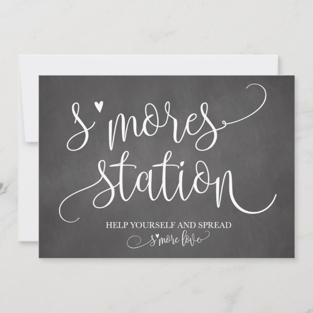 S:mores Station Favor Party Signage 5x7 Inbjudningar (Framsida)