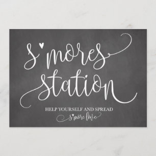 S:mores Station Favor Party Signage 5x7 Inbjudningar