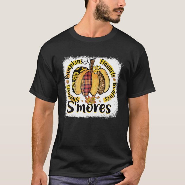 S mores Sweaters Pumpkins Flannels Bonfire Hösten T Shirt (Framsida)