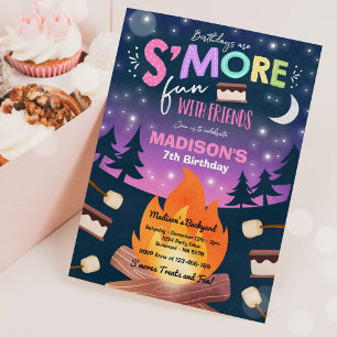 S Mors Födelsedagsfest S'mores Camping Birthday Inbjudningar