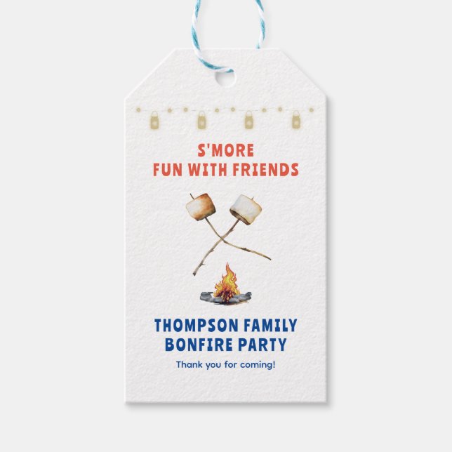 S mres Roligt Bonfire Backyard Cookout Friendsgivi Presentetikett (Framsidan)