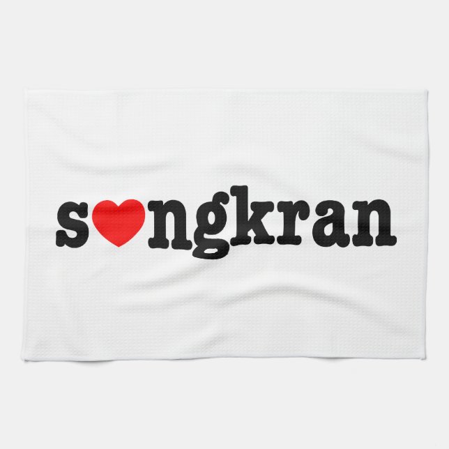s ❤ ngkran ~ Heart (Kärlek) Songkran Kökshandduk (Horisontell)